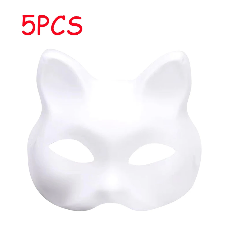 Face Mask 3D Face Masks Masquerade Mask Party Masks Masquerade Cat Face Masks DIY Party Masks Props Paintable Blank Party Cosplay Accessories 1/2/3/5/8/10pcs