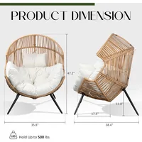 Egg Chair Wicker Outdoor Chairs, Oversized Patio Chair Oversized Lounger Chair with Cushion for Indoor Living Room, Bedroom, Ou 2