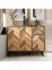 SIHANM Sideboard Buffet Cabinet with Storage - 3 Doors Black Storage Cabinet with Drawers Freestanding Accent Cabinet wi 4