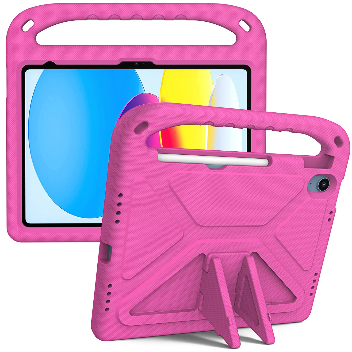 Children's Shockproof iPad Case with Handle, Built-in Stand, and Pen Slot