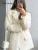 White Mohair Blazer Coat Women Loose Lapel Single-breasted Long Sleeve Thick Warm Jackets 2025 New Office Lady Street Outerwear
