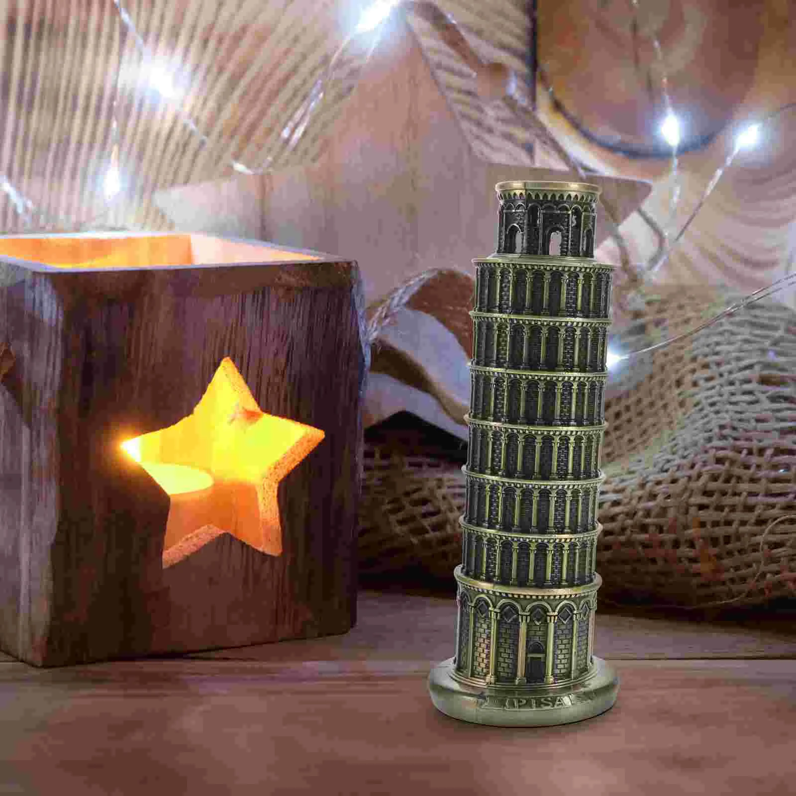 

Leaning Tower of Pisa Model Party Decor Desktop Ornament Home Mini Building Vintage Alloy Crafts Ornaments Italy Statue for
