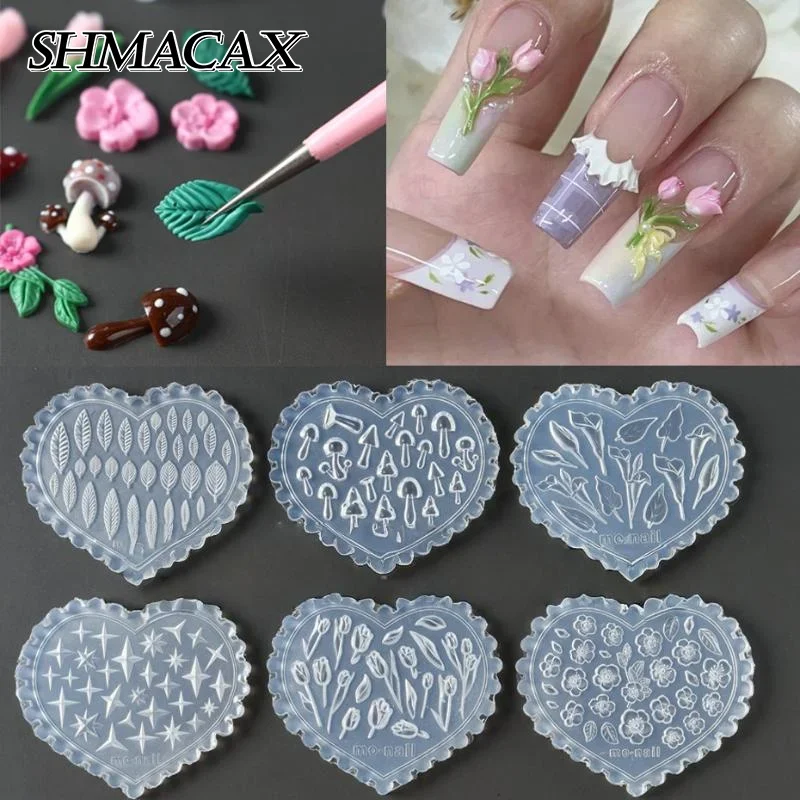 แม่พิมพ์ตกแต่งเล็บ DIY, การออกแบบผีเสื้อและดอกไม้ 3 มิติ, เทมเพลตทิวลิป ...