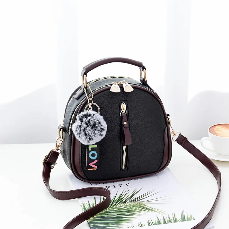 PU Leather Women Small Handbags Hairball Design Crossbody Shoulder Bag Fashion Luxury Ladies Messenger Bags Tote Crossbody Bag Women Handbags Leather Shoulder Bag Pu Crossbody Bag