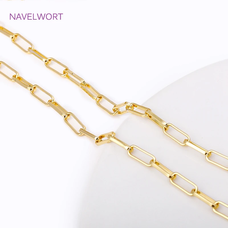 18K Gold Plated Brass Paperclip Link Chain Flat Oval Cable Chain For Jewelry Making DIY Handmade Crafts Accessories jewelry making accessories