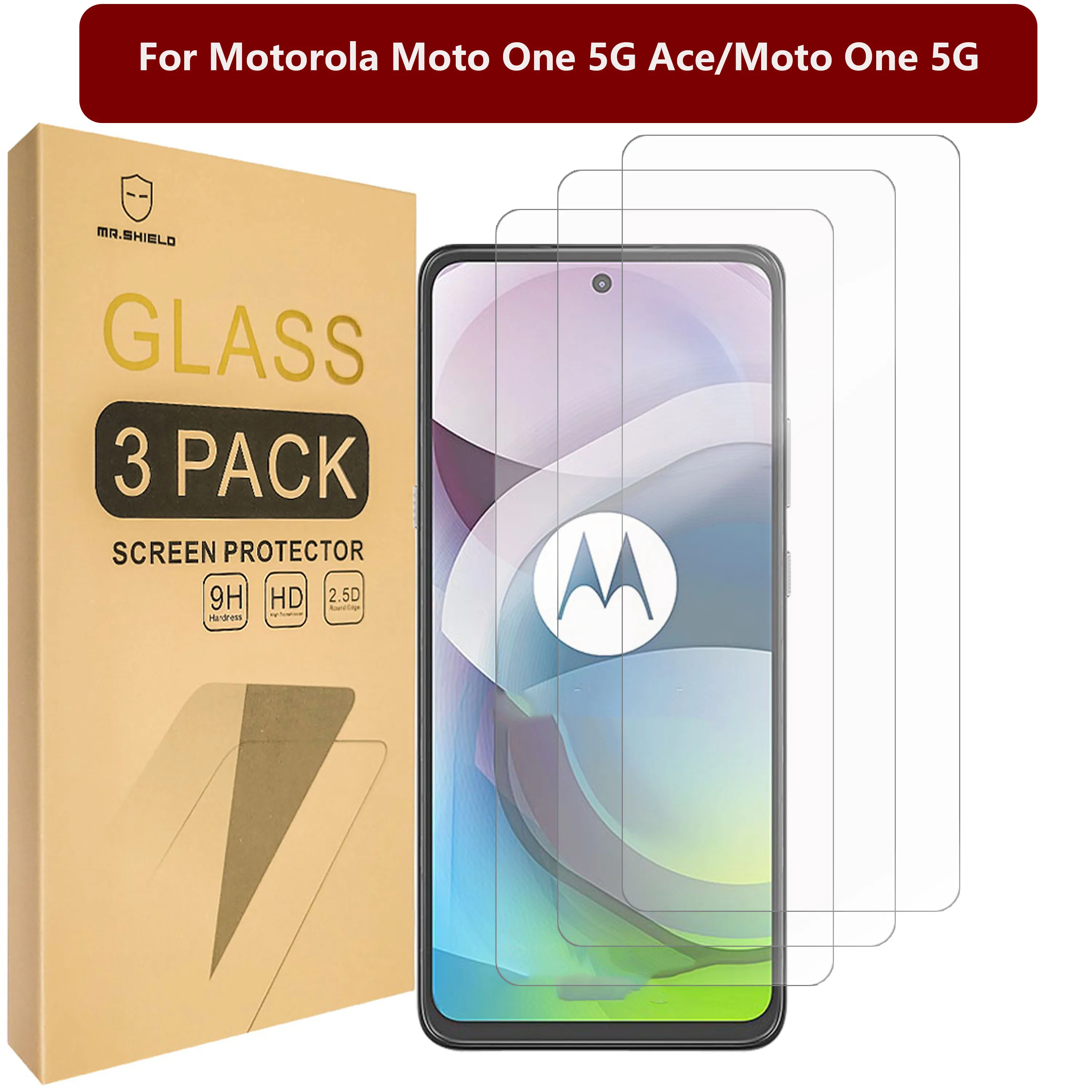 

Mr.Shield [3 шт. в упаковке] предназначен для Motorola Moto One 5G Ace/Moto One 5G [закаленное стекло] [Японское стекло с твердостью 9H]