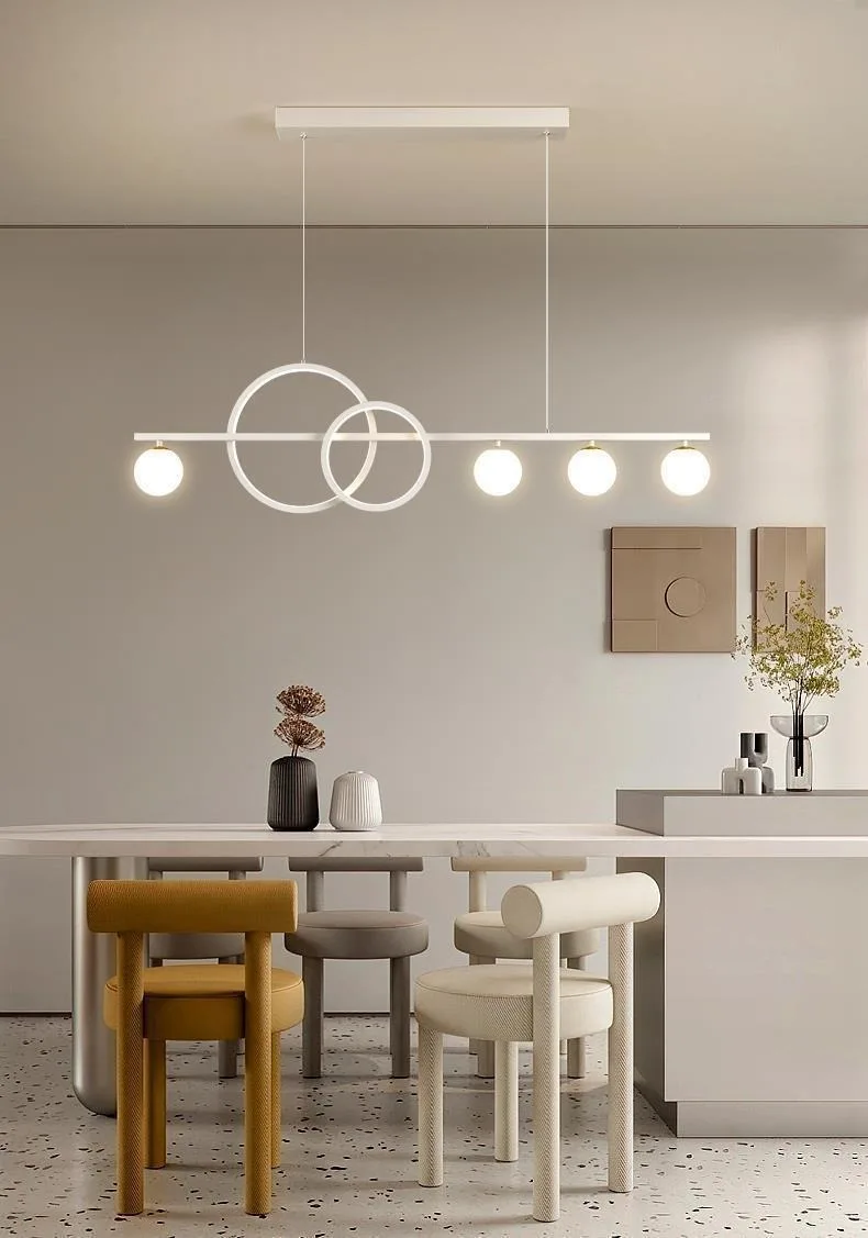 Description Picture 2 of itemModern Light Luxury LED Chandelier Glass Lampshade Line Chandelier Living Room Dining Room Home Decoration Lighting Lamps