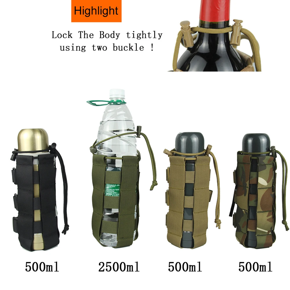 Tactical Molle Water Bottle Bag Pouch Holder Outdoor Travel Camping Hiking Cycling Fishing Hunting Water Bottle Kettle Carrier