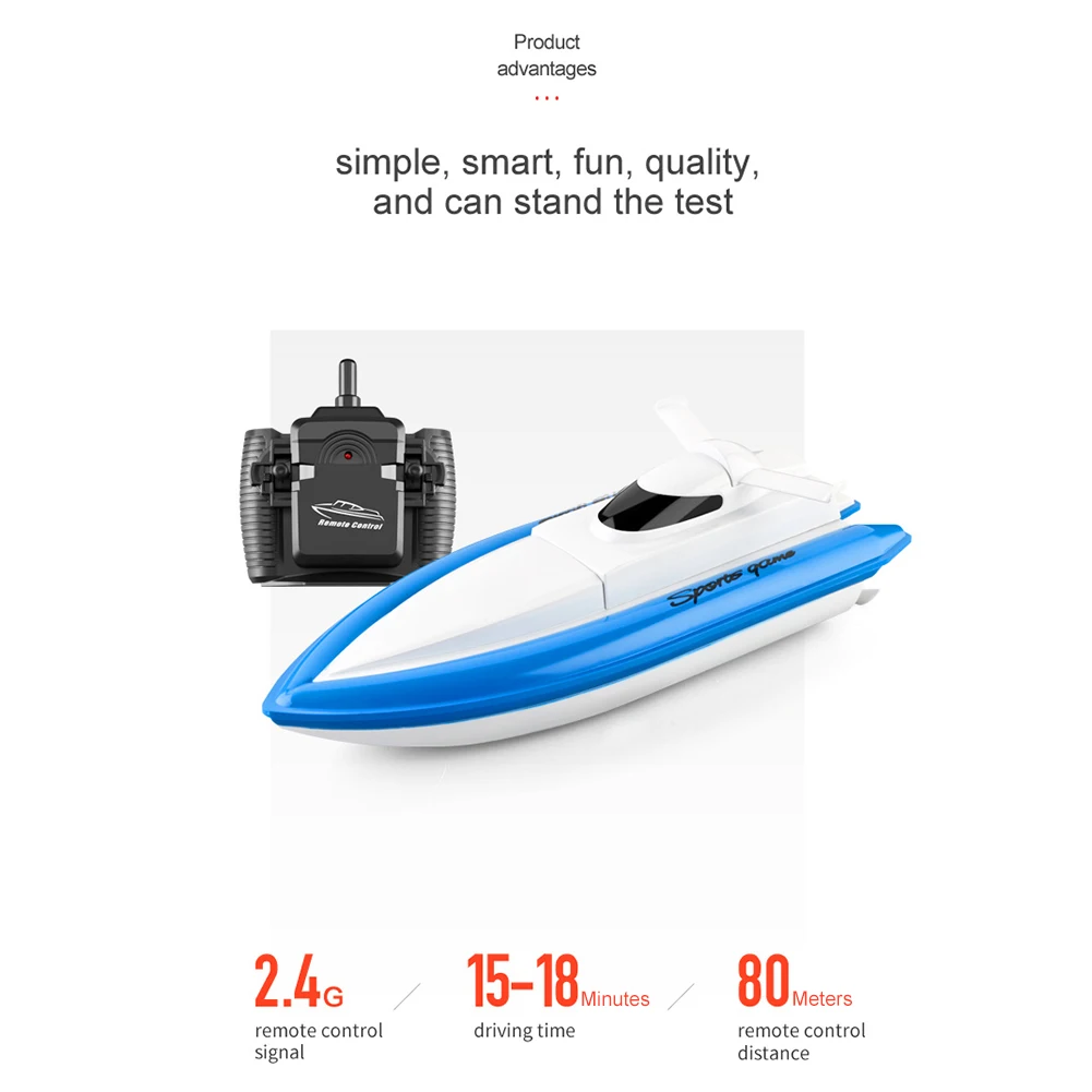 2.4G RC Boat High Speed Racing Boat 20km/h Rechargeable 4CH Electric Remote Control Boats with Bag Ship Model Toy Gifts for Boys