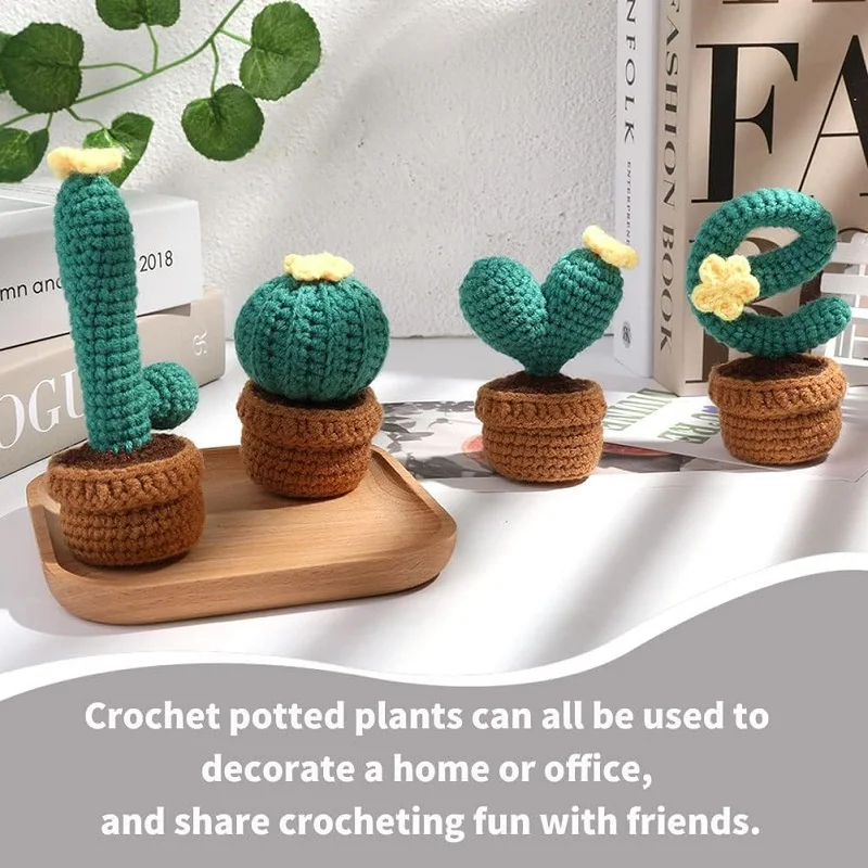 Cactus Shaped Like LOVE Potted Kits with Yarn DIY Crafts for Adults Knitting Starter Kit Easy Crochet Kit with Tutorials