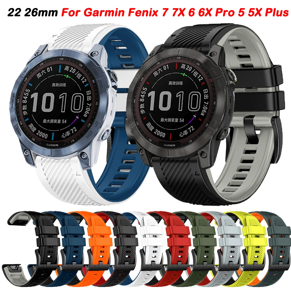 

QuickFit 22 26mm Silicone Watch Band Bracelet For Garmin Fenix 7 7X 6 6X Pro 5 5X Plus Epix Pro Gen 2 47mm 51mm Strap Wristband