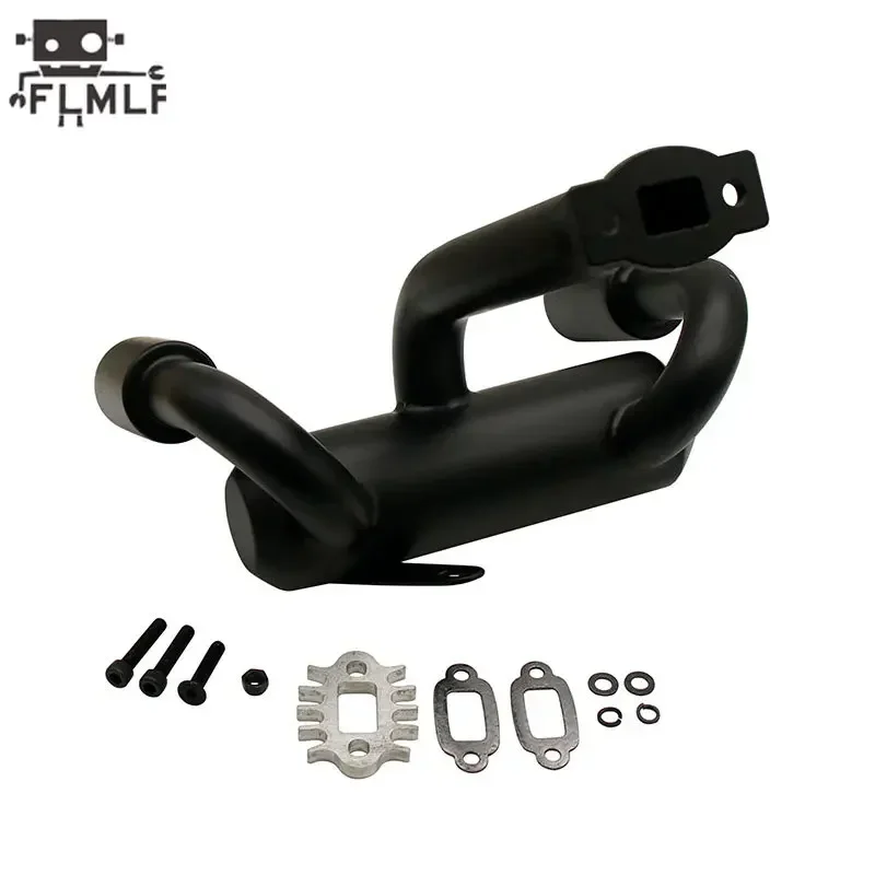 Rc Car Metal Dual Outlet Tuned Exhaust Pipe for 23cc-45cc Engine Fit for 1/5 HPI ROFUN BAHA ROVAN KM BAJA 5B Buggy Parts 1