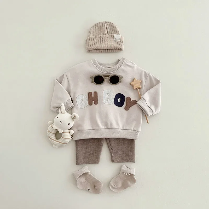 Autumn Cartoon Letter Clothes Set for Baby