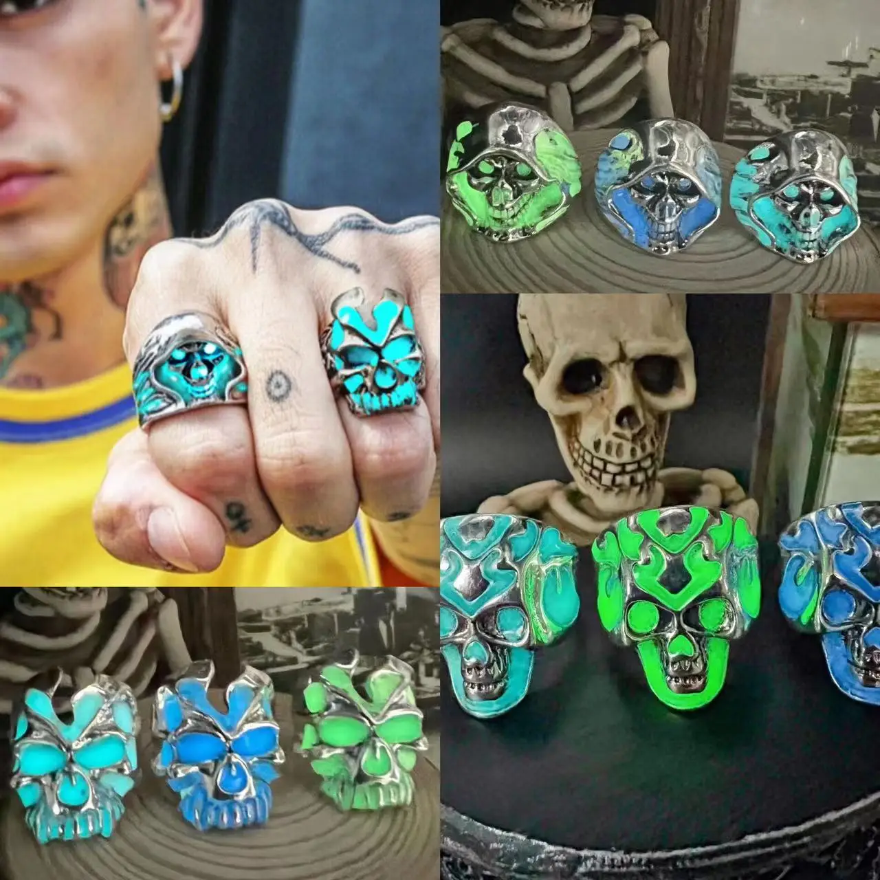 anillos-luminosos-de-calavera-de-acero-inoxidable-g-ticos-ajustables