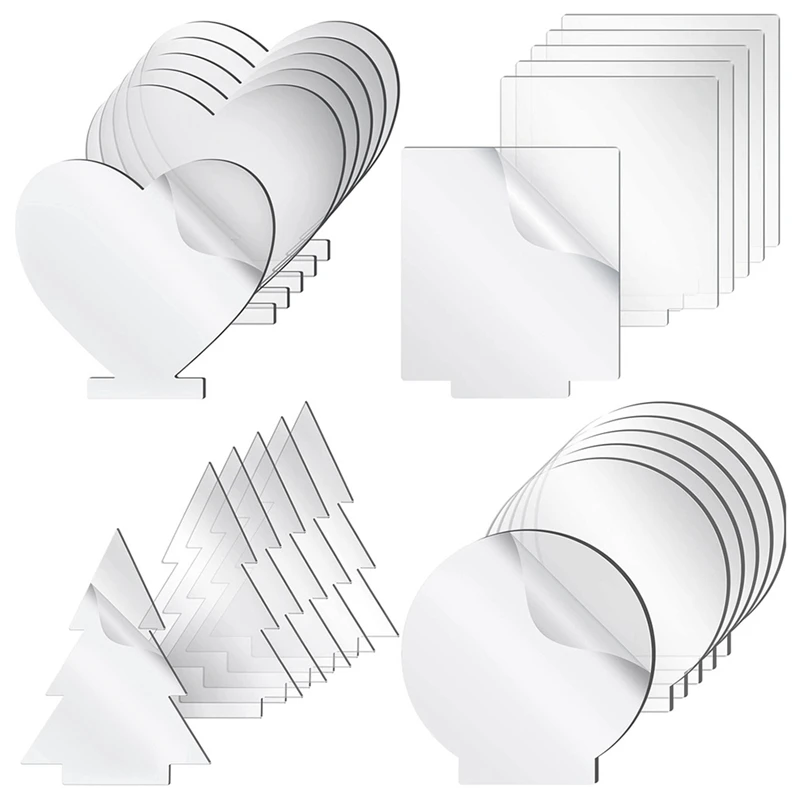 

24PCS Acrylic Sheet Clear Cast For LED Light Base, 0.08 Inch Thick Transparent Panel Board With Protective Film Signs Durable