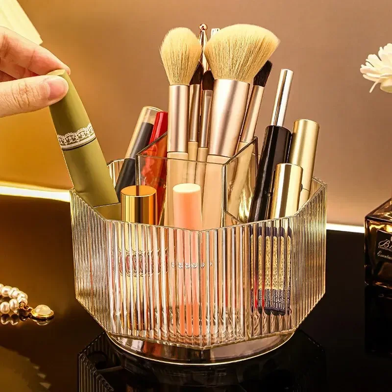 Rotating Makeup Brush Storage Box Lipstick Storage Rack Desktop Large Capacity Office Pen Holder Capacity Makeup Brush Holder makeup organizer makeup storage box cosmetic storage box