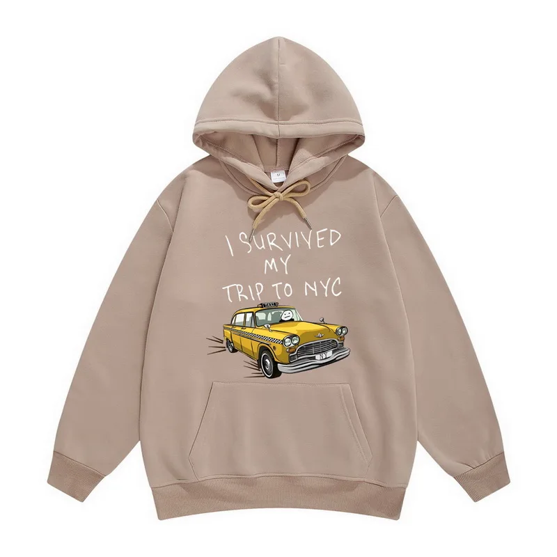 

2022 Winter Autumn Men Hoodie Fleece I Survived My Trip To NYC Tom Holland Same Style Sweatshirt Harajuku Pullover Hoodie