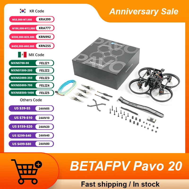 Betafpv Pvo20 Quadcopter Whoop Senza Spazzole Supporta F4 2-3S Fc Nuovi Arrivi 2023