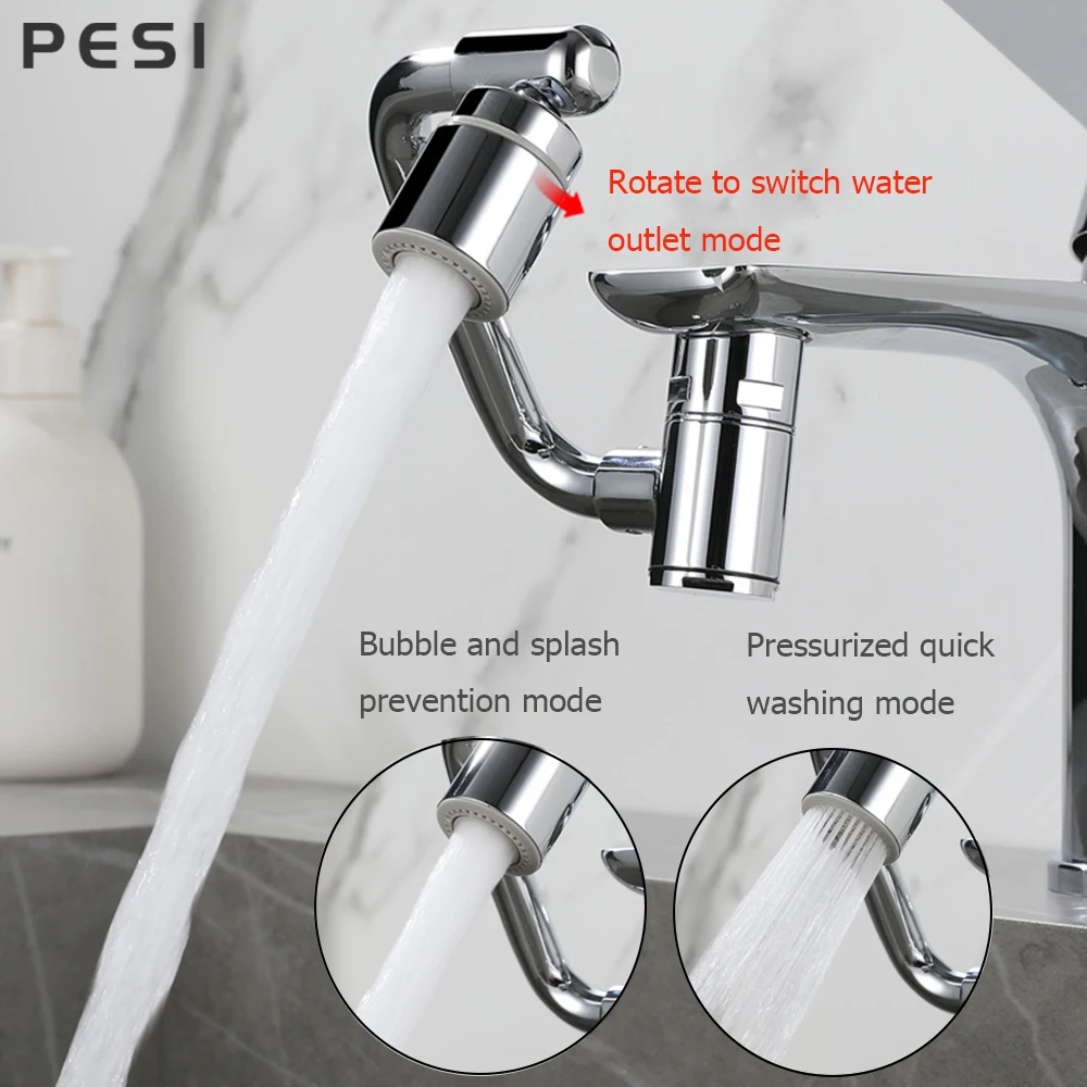 

New Universal 1440° Rotation Extender Faucet Aerator Plastic Splash Filter Kitchen Washbasin Faucets Bubbler Nozzle Robotic Arm