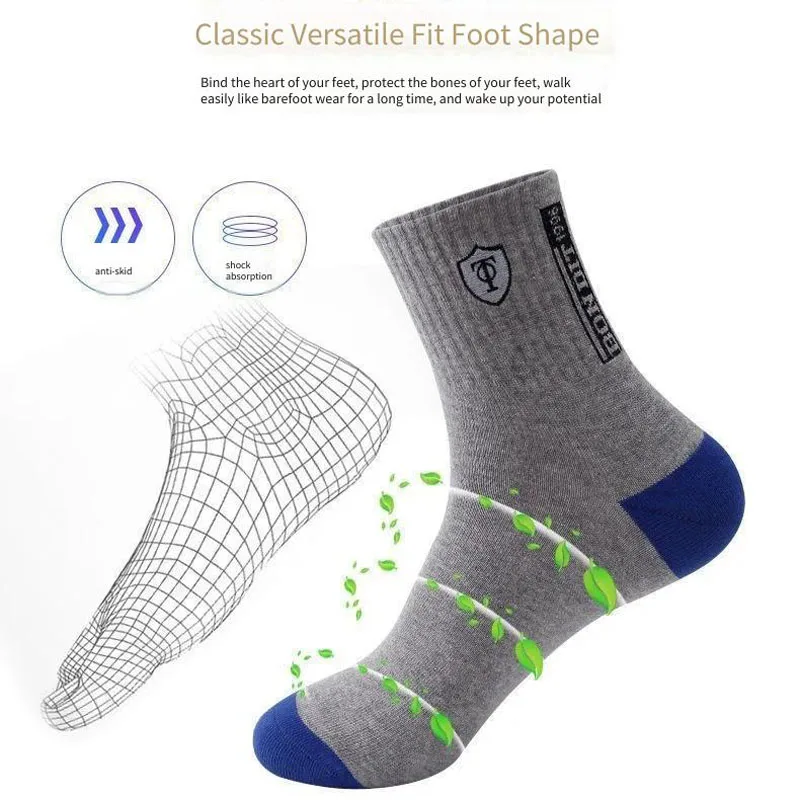 5/10 أزواج جوارب رياضية قابلة للتنفس الرجال ألياف الخيزران الخريف الشتاء الرجال الجوارب العلامة التجارية امتصاص العرق مزيل العرق الأعمال سوكس