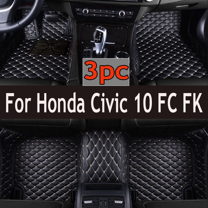 

Автомобильные коврики для Honda Civic X 10 FC FK 2016 ~ 2021, кожаные напольные коврики, коврики, внутренние части, водонепроницаемые накладки, автомобильные аксессуары