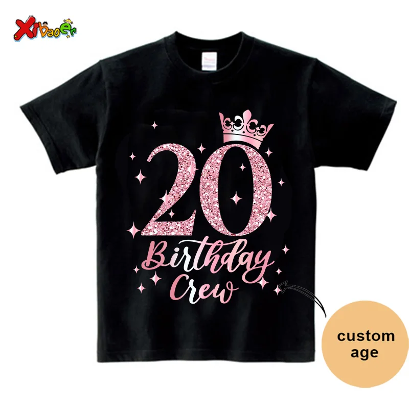 30th Birthday Queen Shirt Family Matching Outfit Pink Crown Birthday Crew Shirt 20th Party Custom Name Shirt 40th Birthday Squad 5
