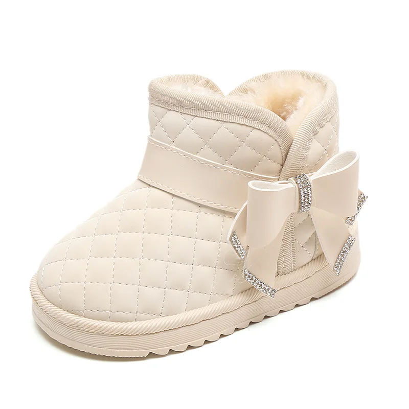 

New Warm Baby Girls Boots Children's Cotton Shoes Winter Bow-knot Princess Shoes Plus Velvet Thick Kids Snow boots Girl CSH1549
