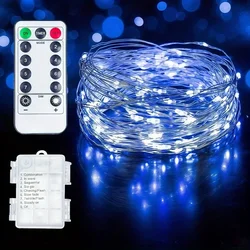 Battery Operated Dimmable Fairy String Lights with Remote Timer, 50 - 300 LED on Copper Wire - 5M 50LED (Blue)