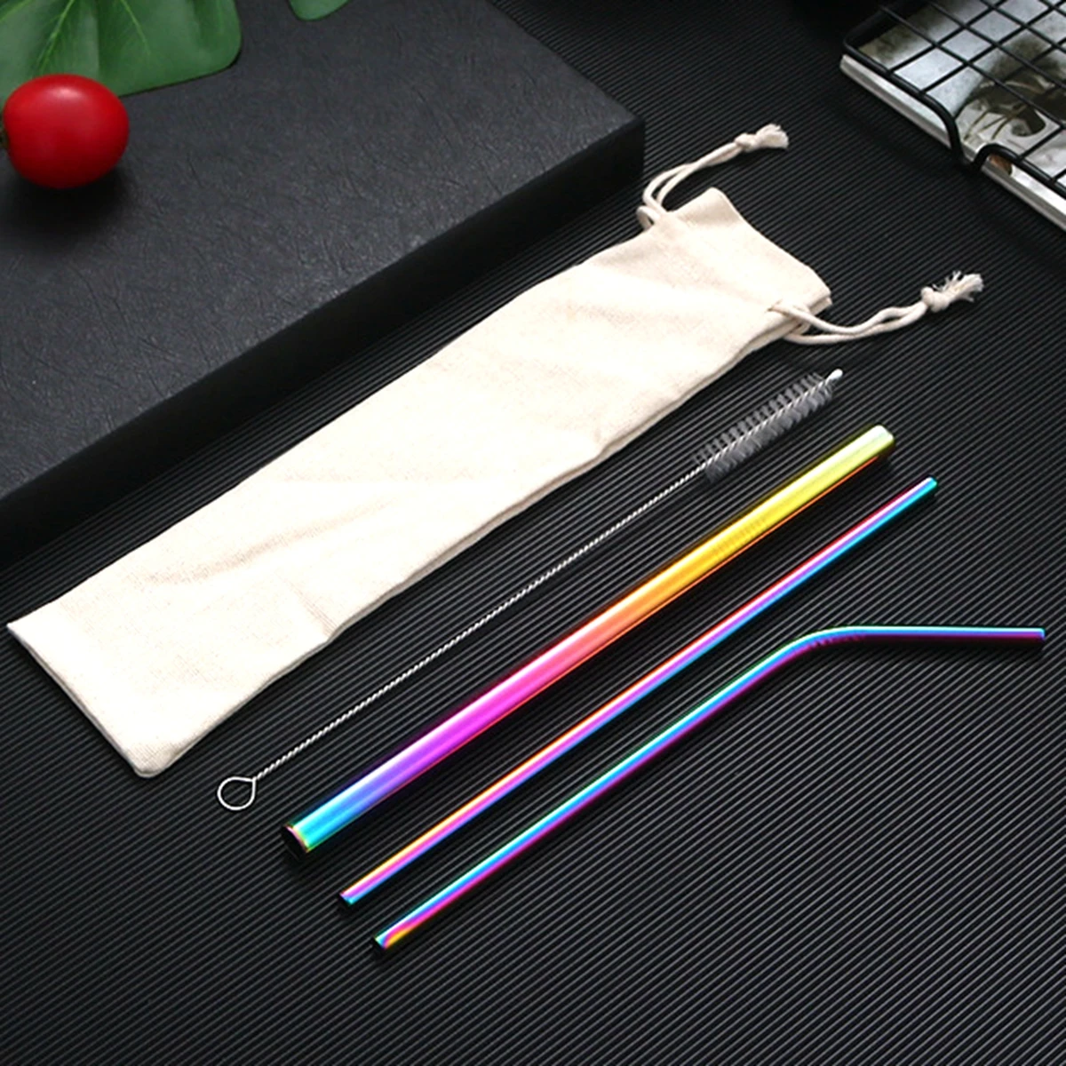 Colorful Reusable Metal Straws Set 304 Stainless Steel Drinking Straws Eco-friendly Boba for Milk Bar Cocktail Drinkware drinking straws metal straw set metal straws stainless steel straw