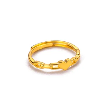 100% 18K Gold Jewelry Rings for Women  Wedding Heart Rings for Women Bohemia Engagement Irregular Anillos Mujer18 K Gold Box