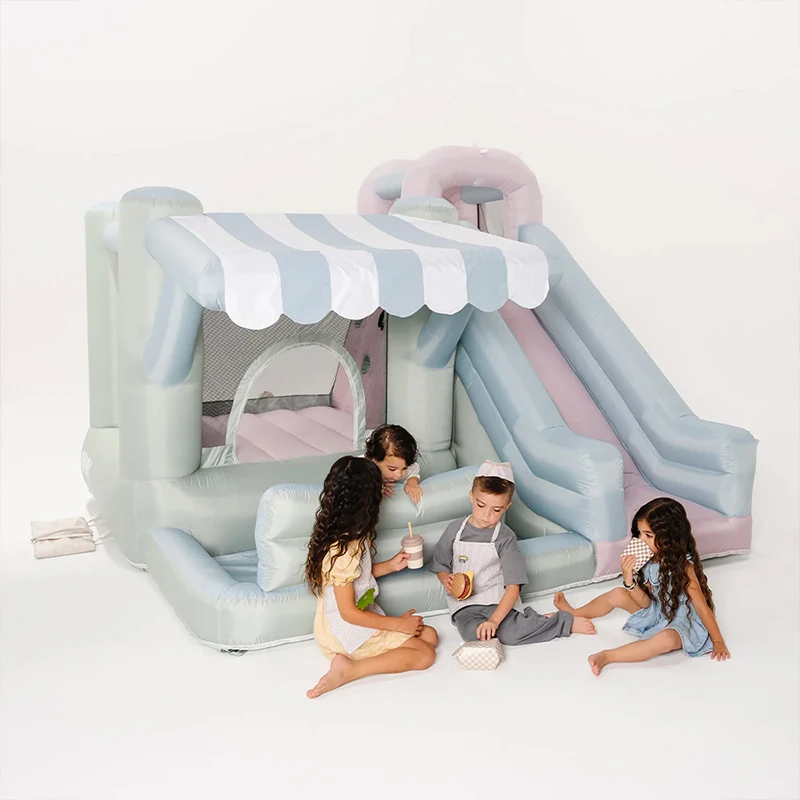 Inflatable bounce house with slide pool children's playhouse inflatable castle with blower suitable for birthday party summer