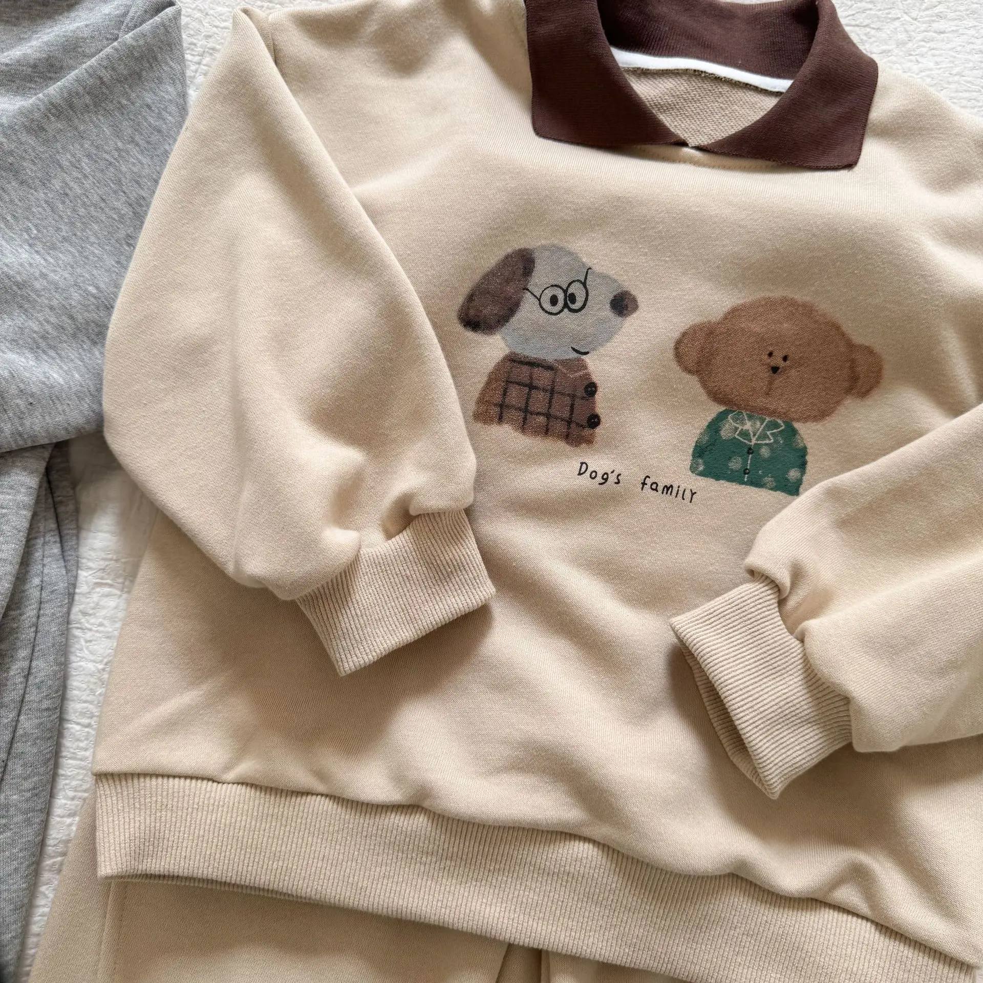 Kids Cartoon Print Hoodie Suit Set