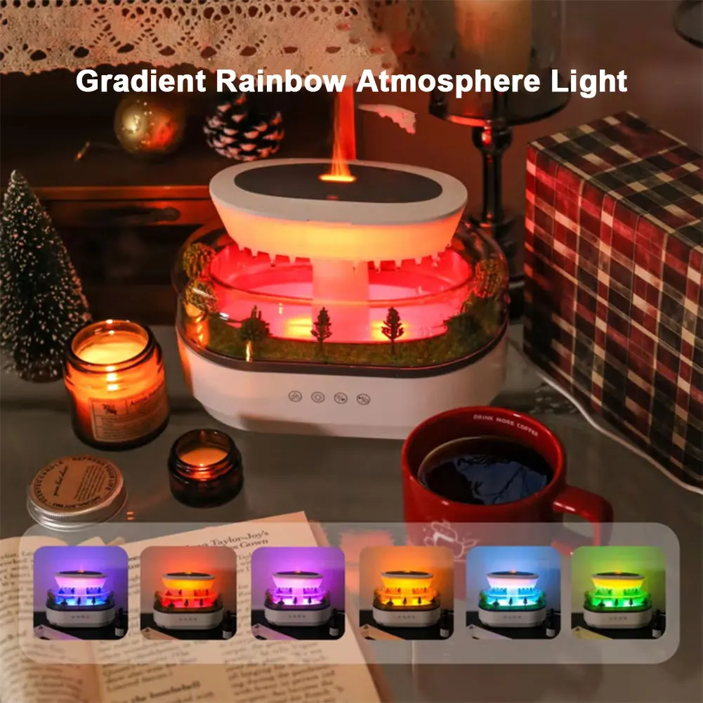 Rain Cloud Aroma Diffuser Small Air Humidifiers Water Drip Micro Landscape Essential Oils Ultrasonic Diffuser With 7 Night Light
