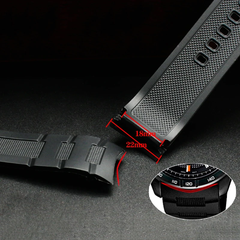 Enhanced Silicone Rubber Watchband 22mm - Waterproof Sport Strap
