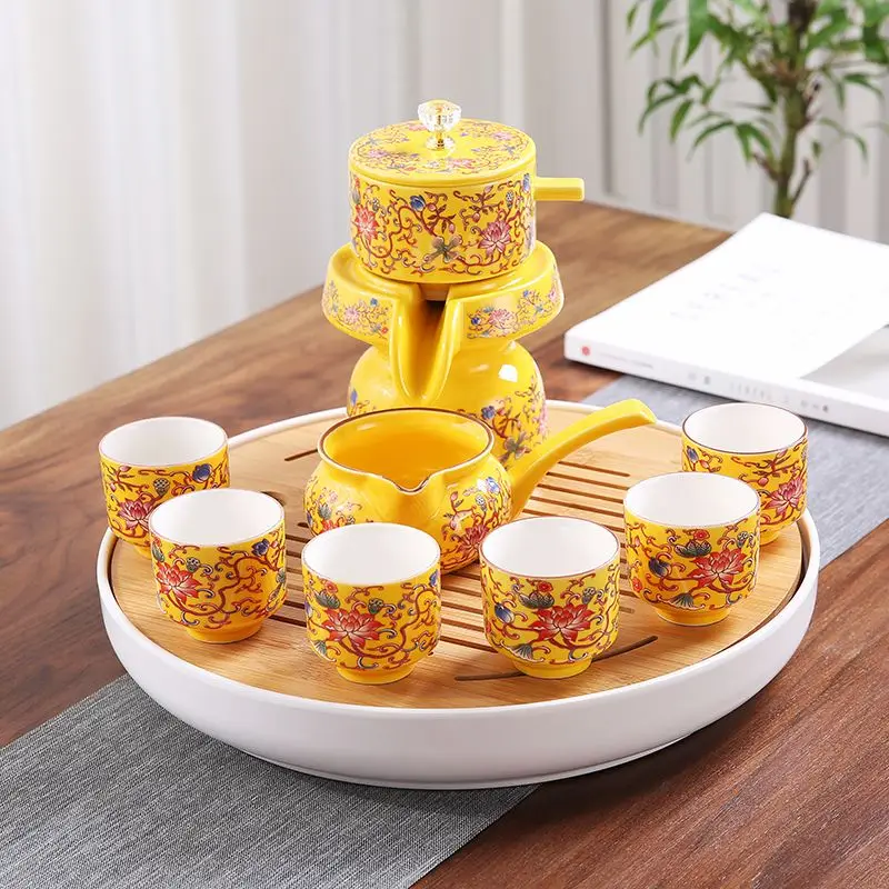 

8 pieces Chinese tea set high-grade Kung Fu tea set automatic tea set bone china teapot and tea set travel tea set for 6 people