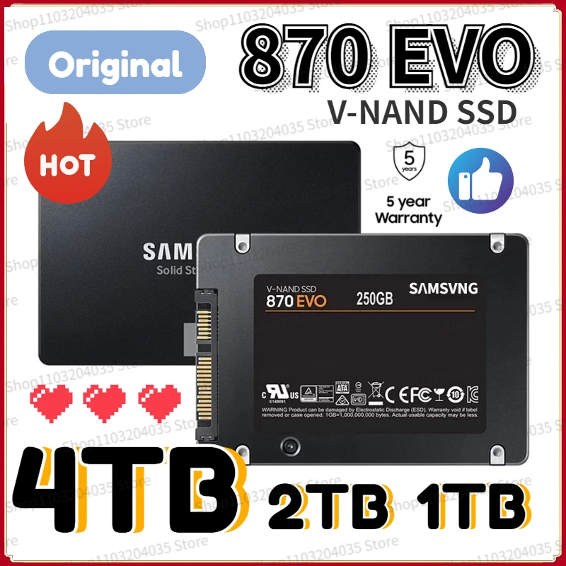 

HOT 4TB SSD 870 EVO 250GB 500GB 1TB 2TB Internal Solid State Disk HDD Hard Drive SATA3 2.5 inch Laptop Desktop PC MLC disco duro