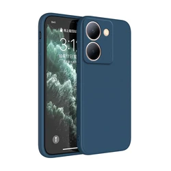 Luxury Shockproof Original Liquid Silicone Soft Phone Case in Pure Candy Design for VIVO Y27 5G (Blue)