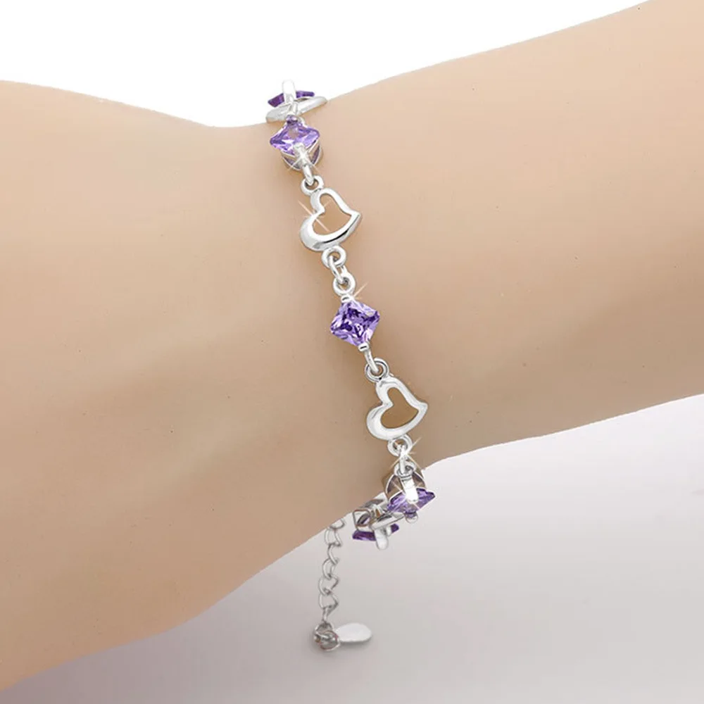 【BLACKPURPLE】Heart Crystal Cuban Chain Bracelet Woman Amazon.com: OWNCOOL 13mm Purple Cuban Link Bracelet Cuban