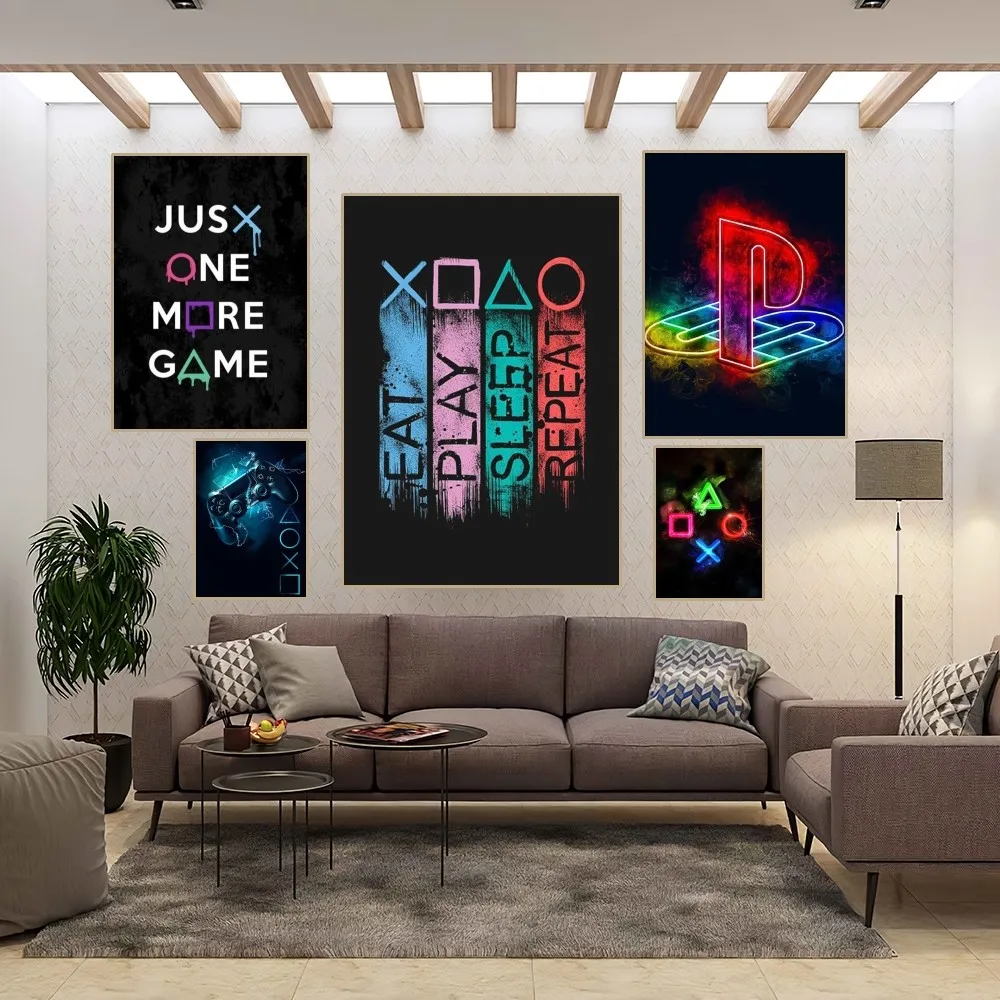 Cunegra Ensemble de 3 affiches de jeu, affiche sur toile de jeu, art mural de jeu coloré pour la décoration de la chambre de jeu des adolescents, accessoires de salle de jeu