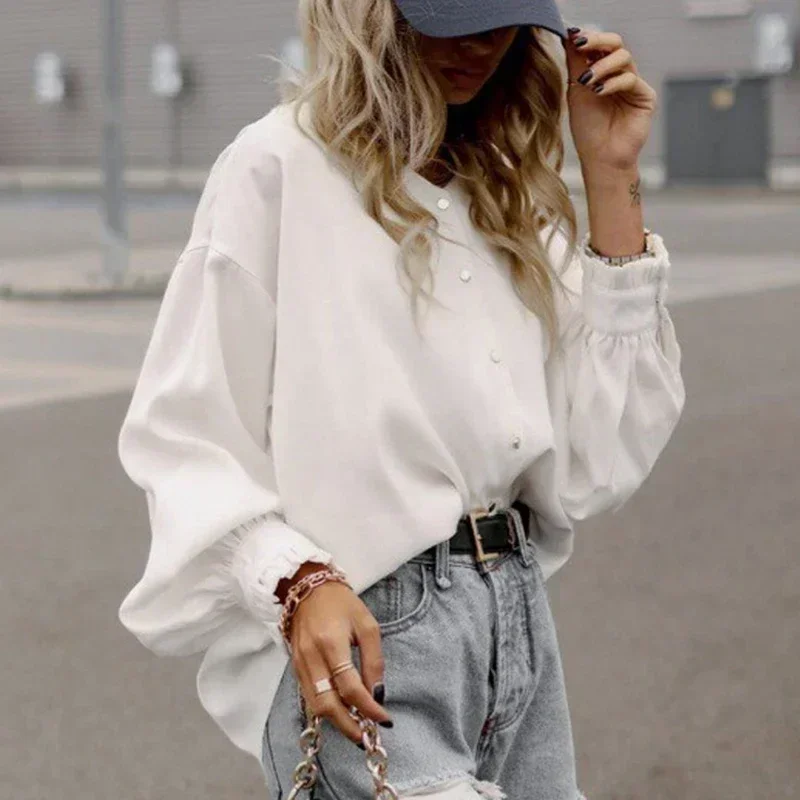 

Рубашки с длинным рукавом, топы для женщин, рубашка в горошек с принтом, новинка, Осень-зима, Модные леопардовые блузки, одежда с V-образным вырезом, блузы 30347