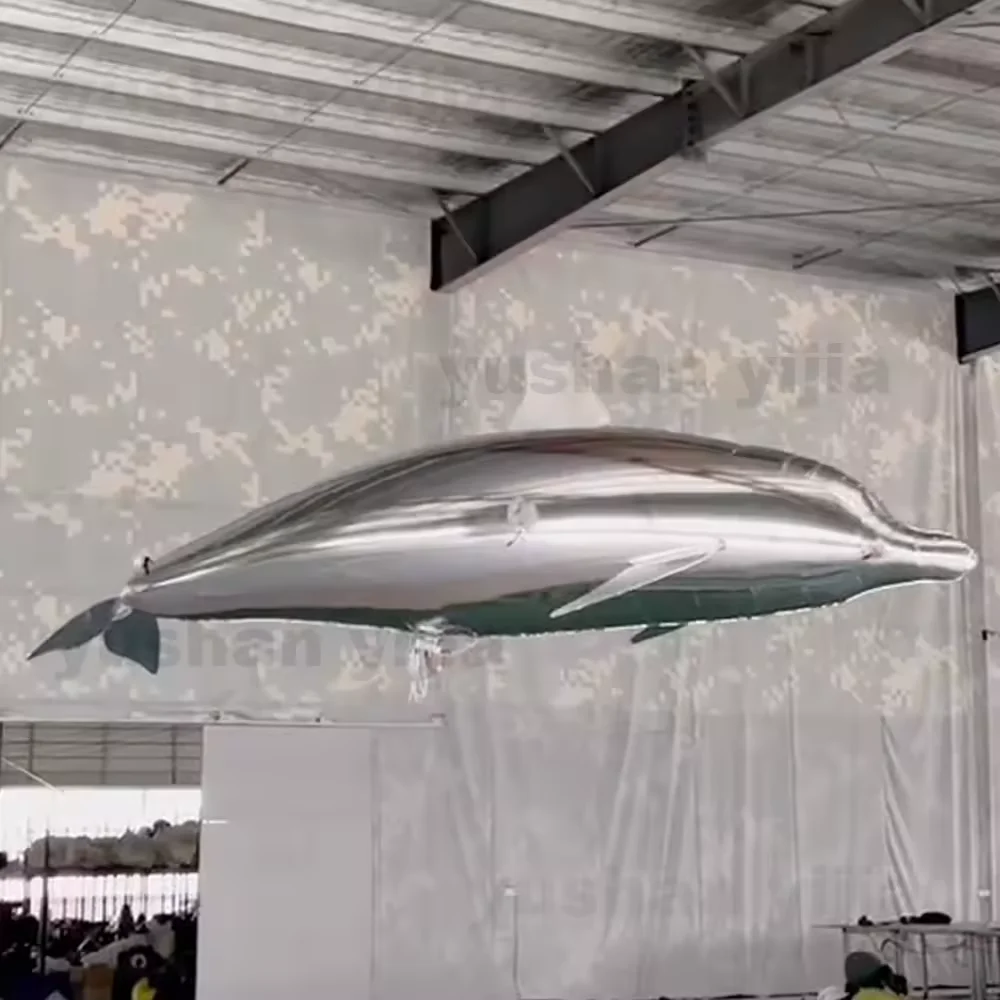 2.2m Inflatable Air Swimmer Dolphin Helium Balloon Flying Dolphin Cartoon With Remote Control For Event Party