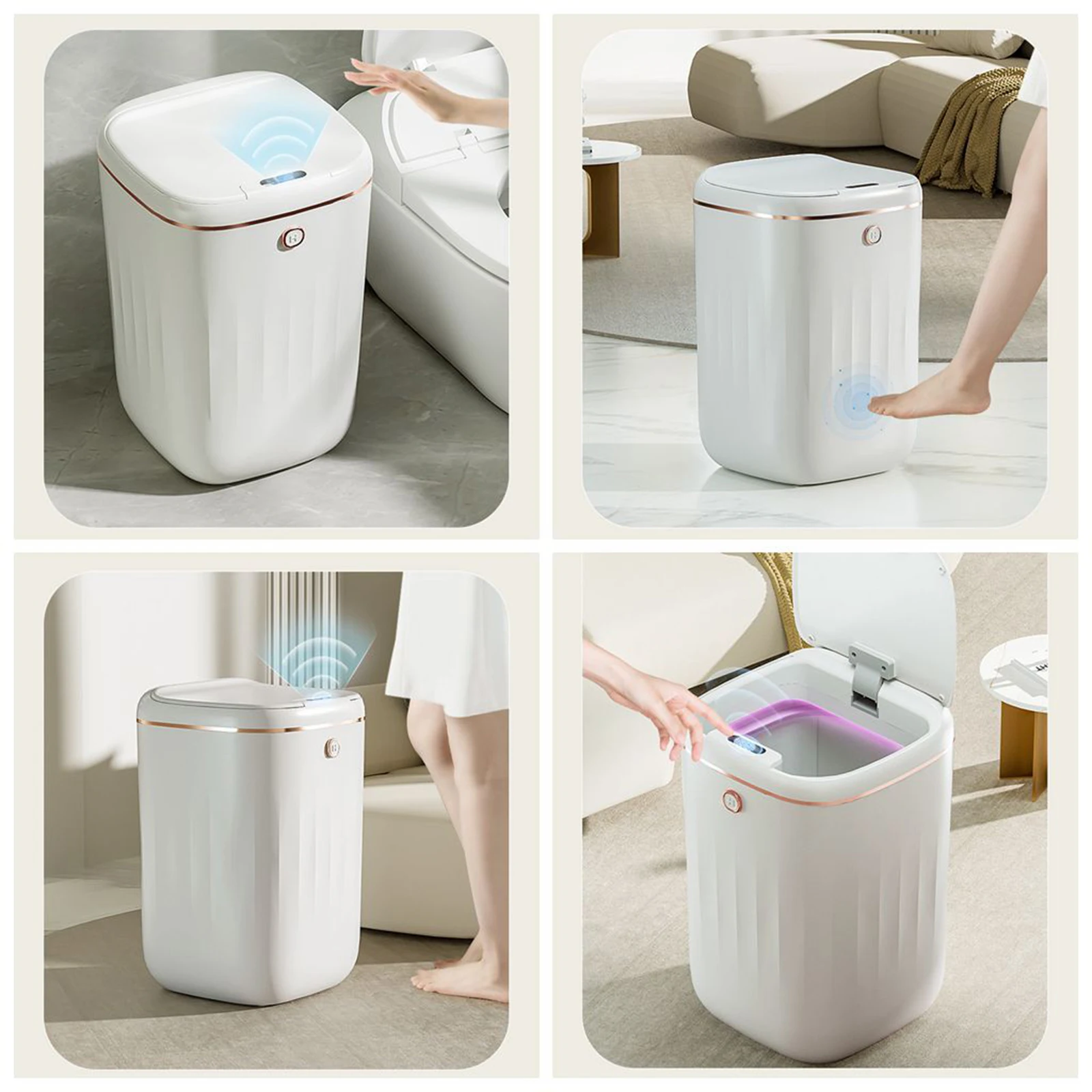 20/22/24L Smart Trash Can Large Capacity Automatic Waterproof Trash Bin for Bathroom Living Room Kitchen Smart Home