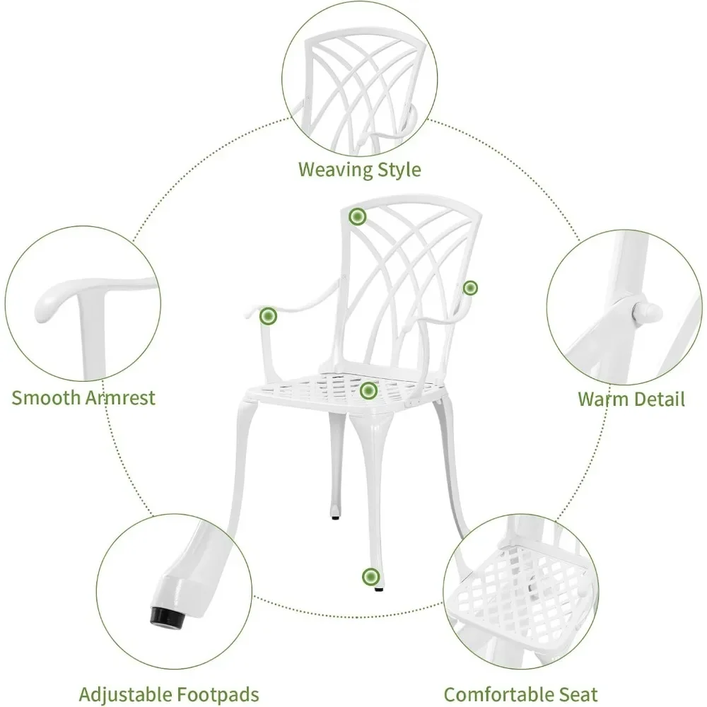 Patio Bistro Set 3 Piece with Umbrella Hole, Outdoor Bistro Table and Chairs Set of 2, Patio Bistro Set 3 Piece white 4