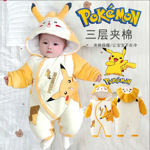 Cartoon Pokemon Pikachu Baby Pyjamsa Newborn Winter Long-sleeved Clothing  Kids Rompers Babies Toddler's Clothes Costume