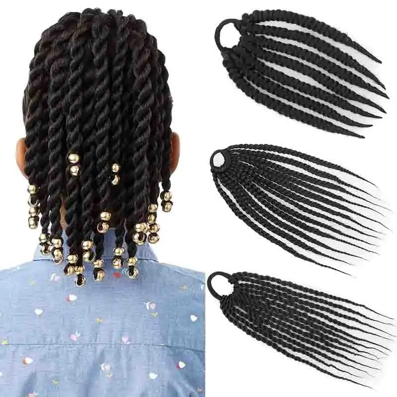 Elegant Handmade Braided Ponytail Extension with Elastic Headband Soft Synthetic Hair for Women Versatile Curly Wave Style