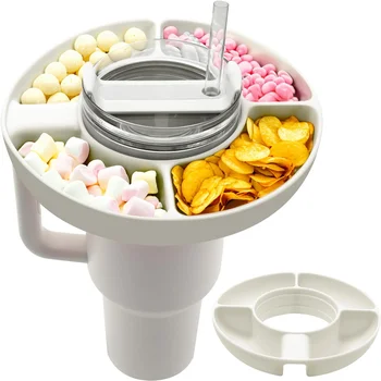 Tumbler with Handle Snack Bowl for Stanley Cup Silicone Snack Tray Compatible with Stanley