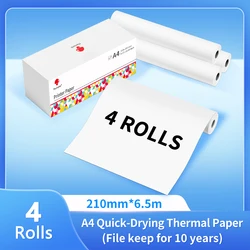 2/3/4 Rolls A4 Thermal Paper Printing 210mm Thermal Paper Rolls for Photo Home Office Compatible with M832 Portable Printer