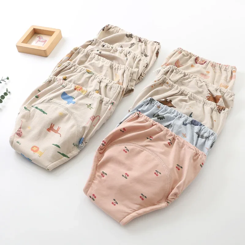 Cute Printed Toddler Training Pants Baby Washable Cloth Diapers Reusable Nappies Infant Breathable Panties baby training pants cloth diapers