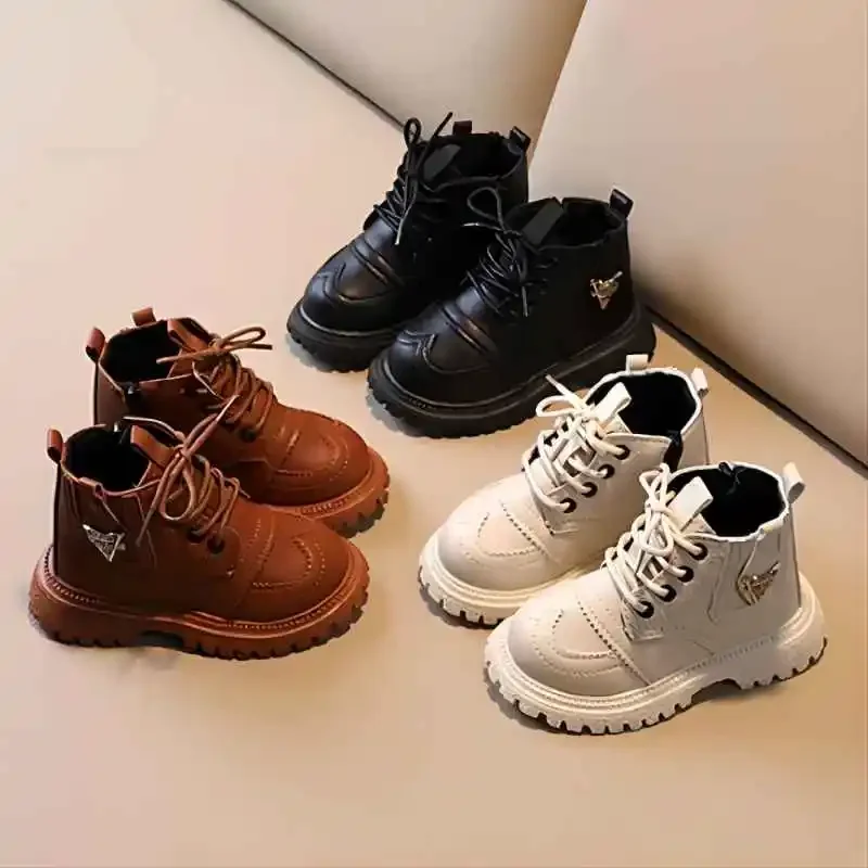 

2023 Autumn Winter Girls New Ankle Boots Boys Baby Fashion Single Boots Double Buckle Children Princess Boots Fashion Boots