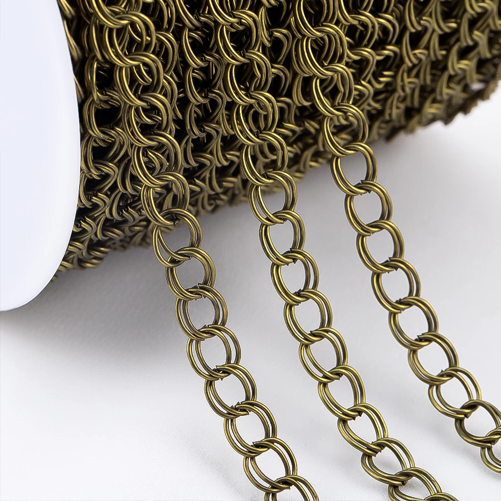 2M 1M 0,5M Antik Bronze Breite 6mm Eisen Doppel Erweiterte Kette Halskette Ketten Diy Schmuck Machen liefert Halskette Zubehör – Detail 2